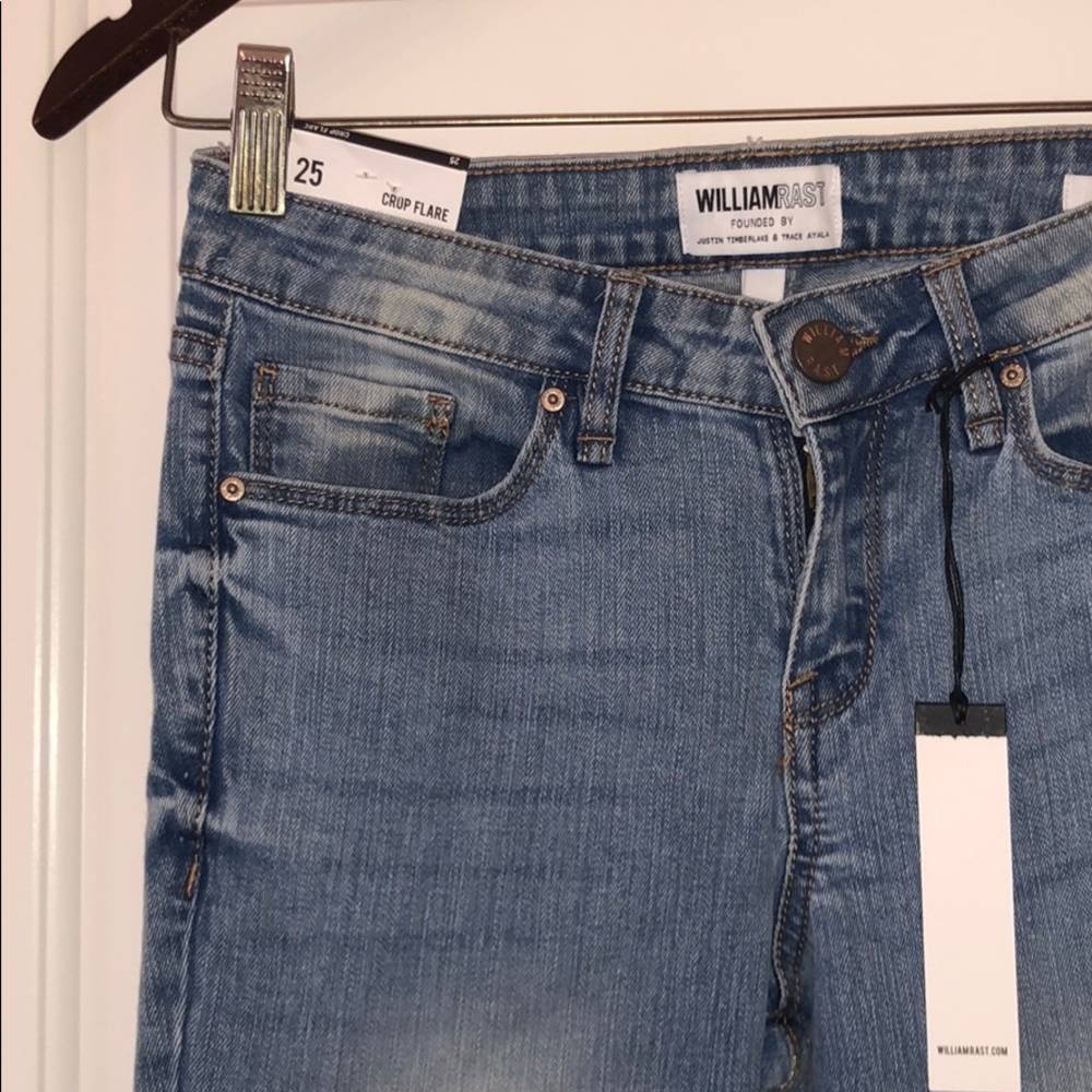 William Rast Floral Decal Crop Flair Jeans.